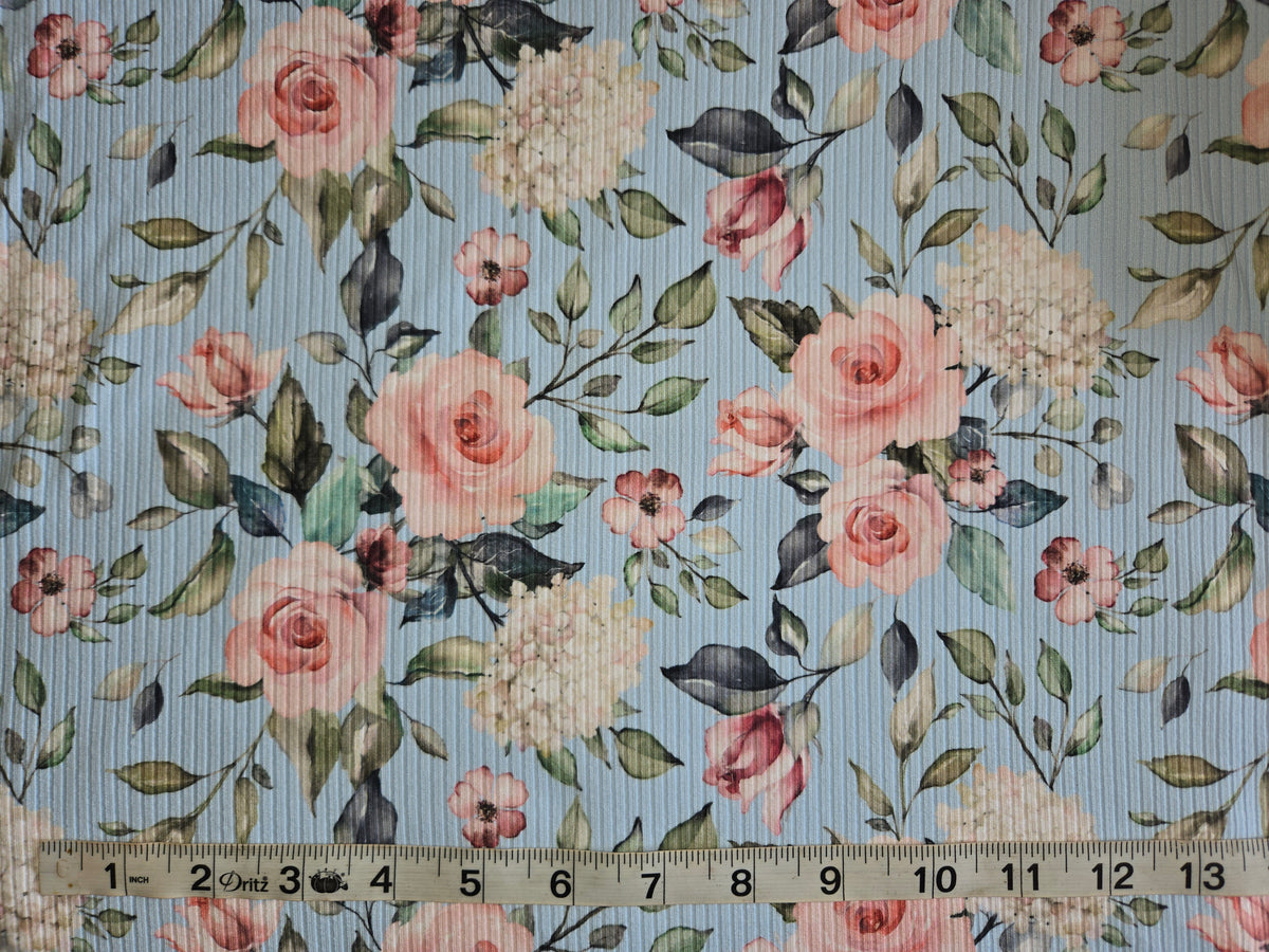 Pastel Roses Rib Knit