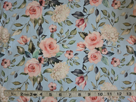 Pastel Roses Rib Knit