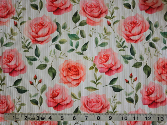 Pink Roses Rib Knit