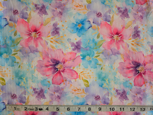 Watercolor Floral Rib Knit