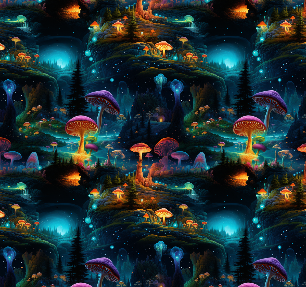 Magical Mushrooms Seamless File