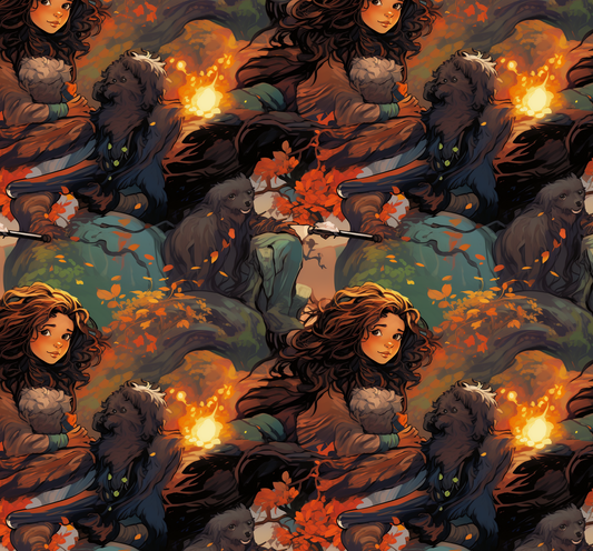A Girl and Her Dogs Seamless File