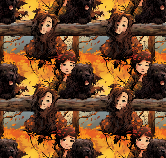 A Girl and Her Dog Seamless File
