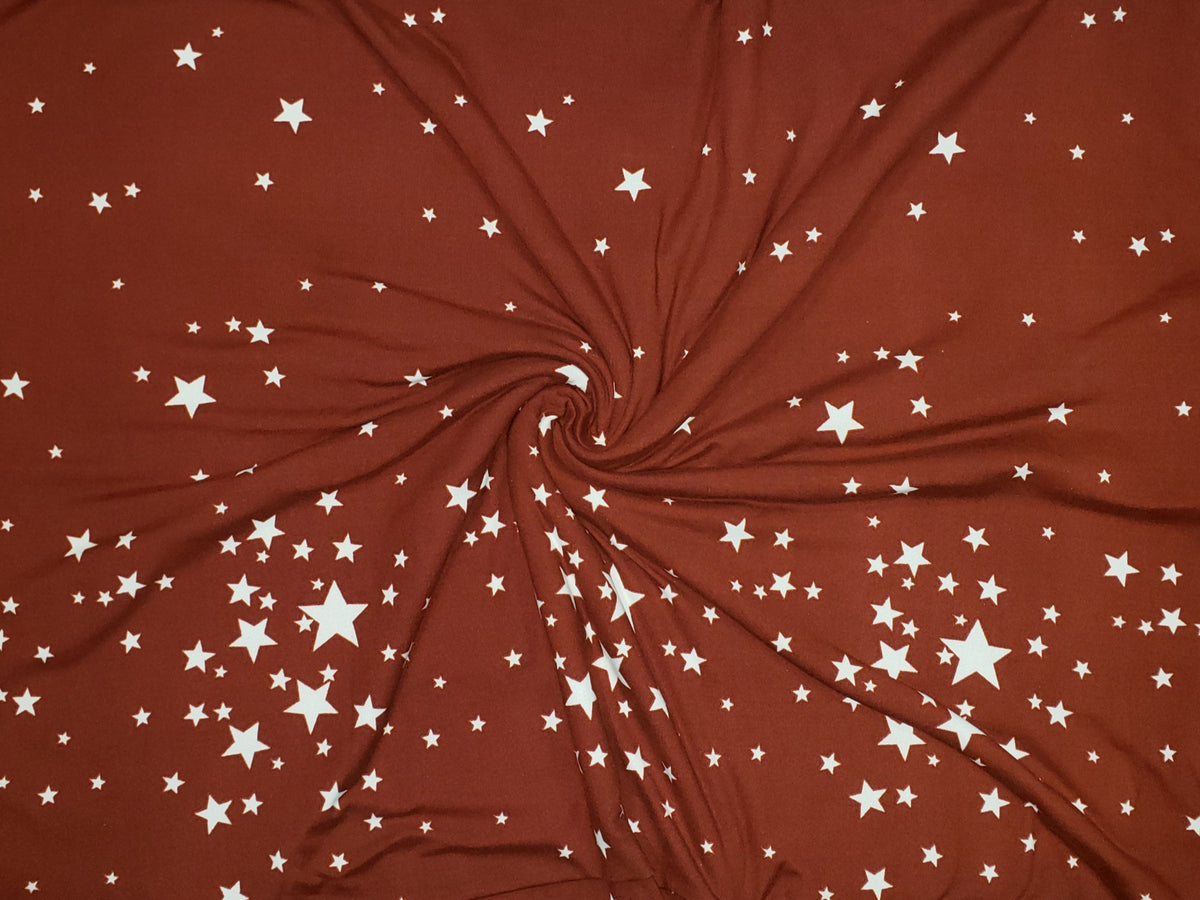 Rust Stars Double Brushed Poly