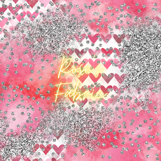 Gray & Pink Sparkle Hearts Seamless File