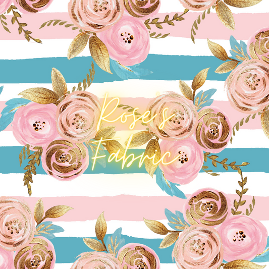 Stripe Gold Roses Floral Seamless File