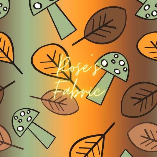 Ombre Mushroom & Leaves Seamless File